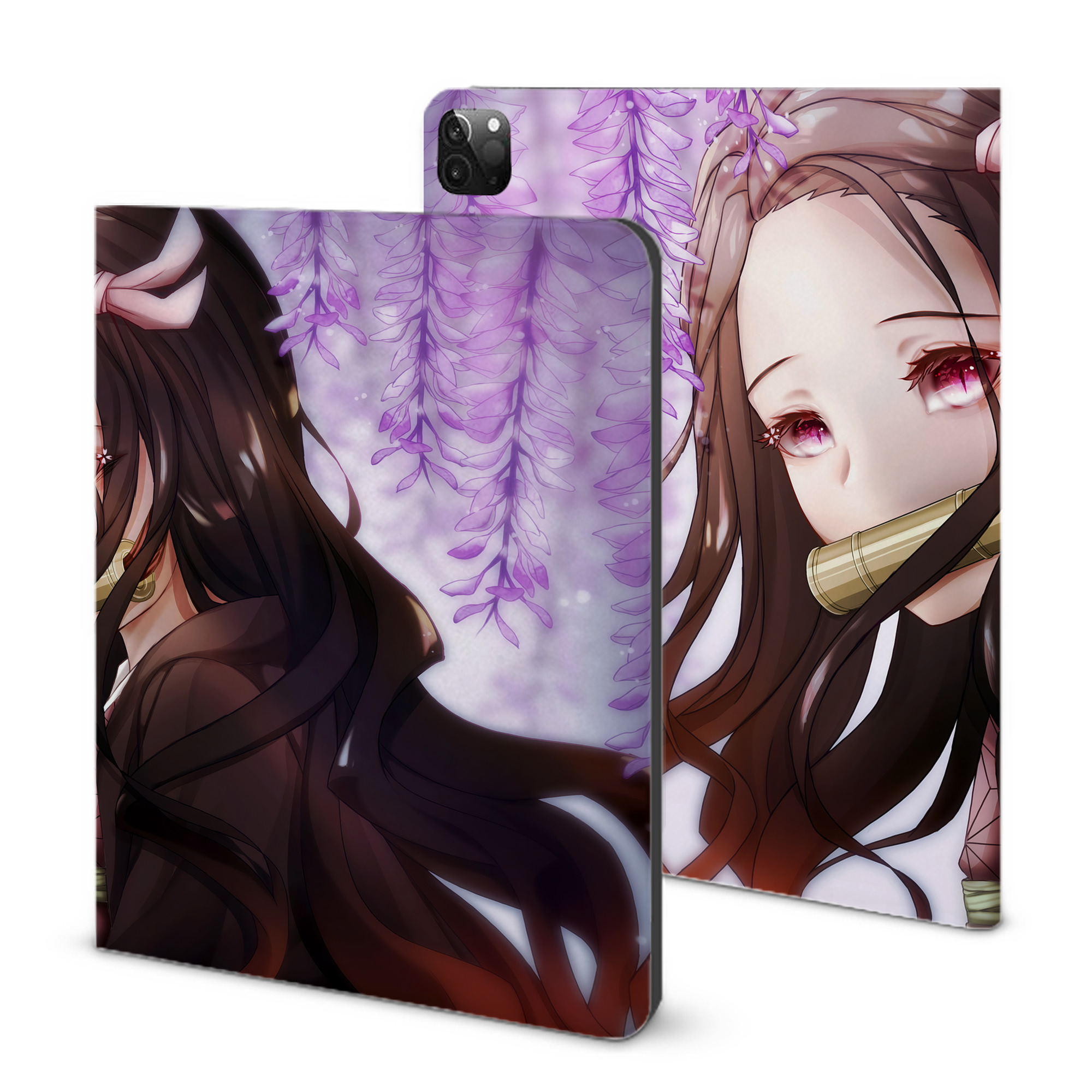 （画像用） 鬼滅の刃（きめつのやいば）竈門 禰󠄀豆子／かまど ねずこ Kamado Nezuko IPadケース ペンホルダー付き ブックスタイルデザイン